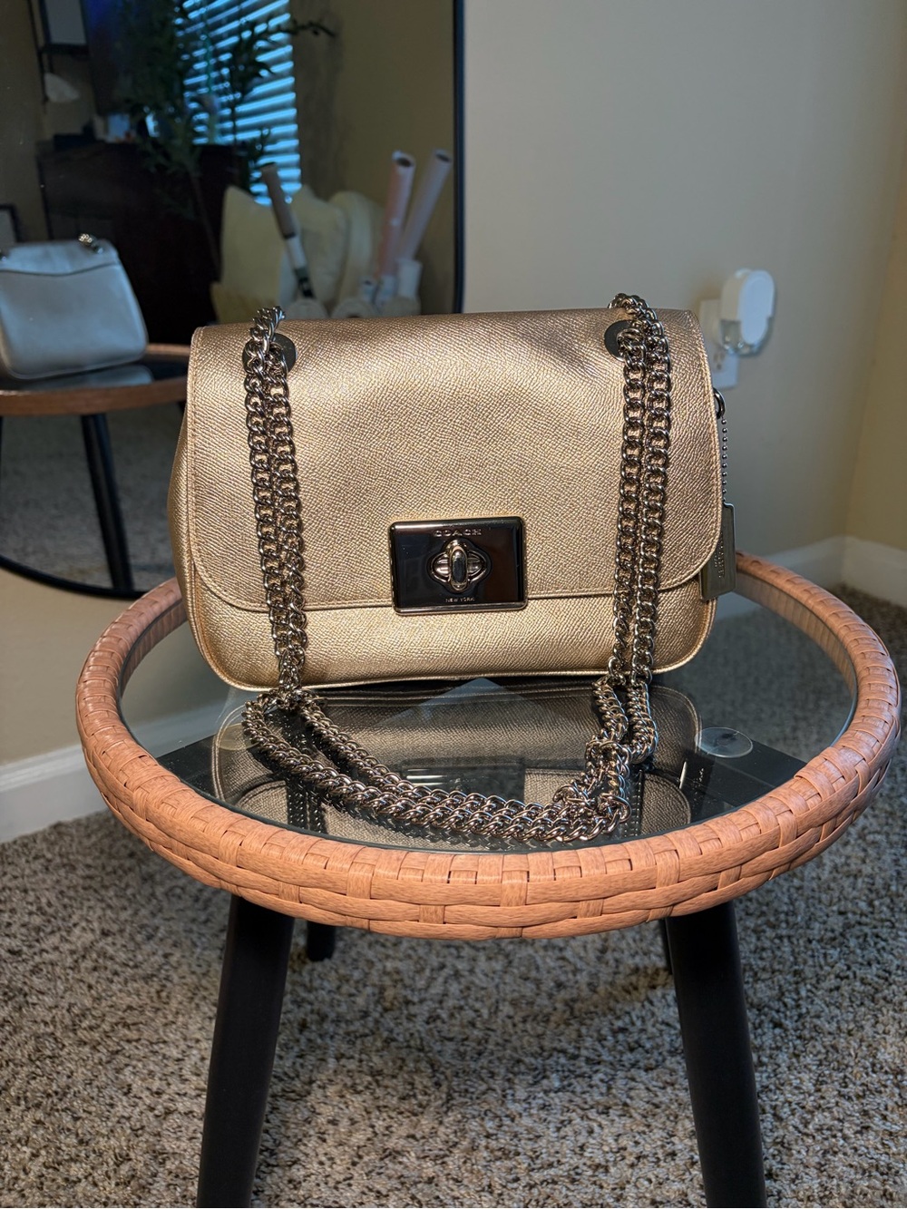 Coach Cassidy Metallic Silver Shoulder/Crossbody Bag